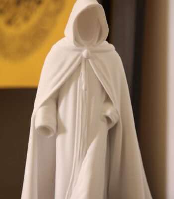 3D-Printed Selham Statue Moroccan cultural art Limited Edition 45 cm Selham djellaba statue Matte black 3D printed Moroccan selham sculpture
