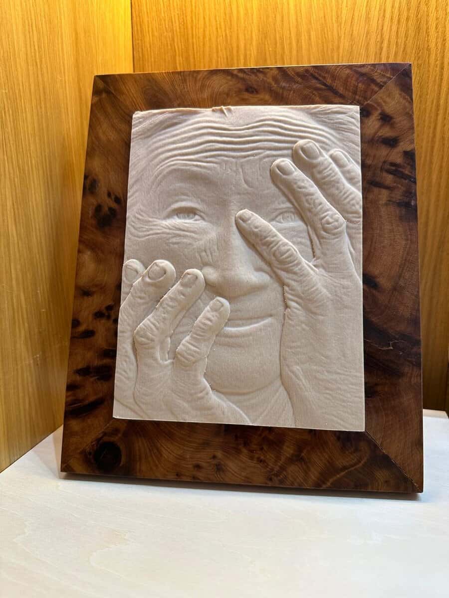 wood frame portrait Portrait 3D en bois